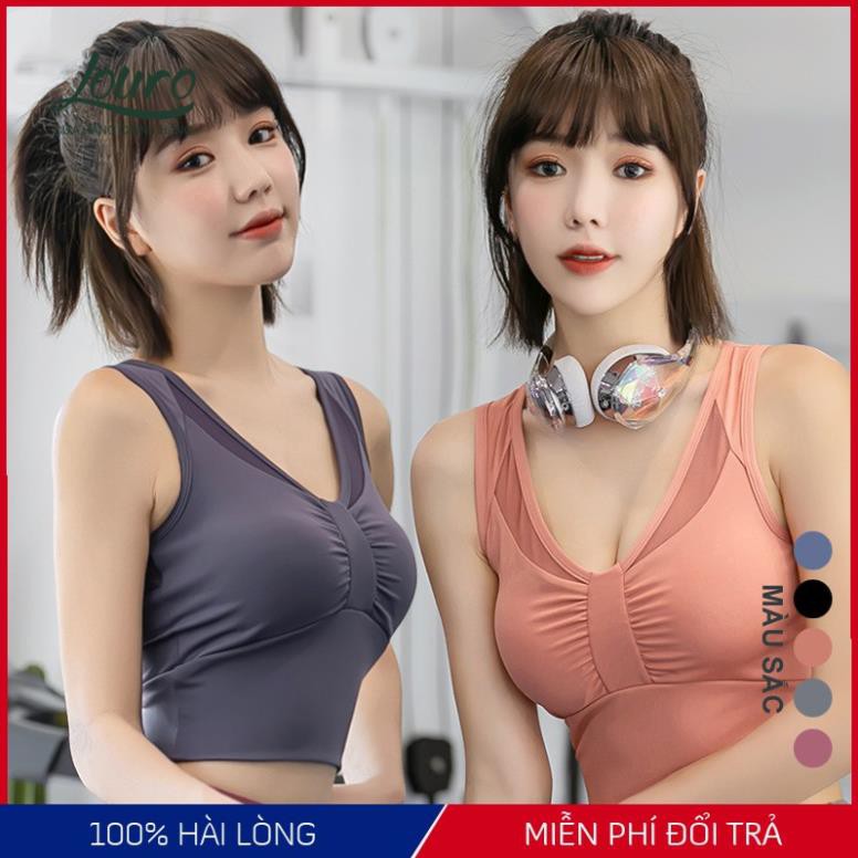 Áo bra tập gym nữ Louro LA46, kiểu áo croptop body nhún ngực sẵn mút, dùng tập thể thao, gym, yoga, zumba  ྇