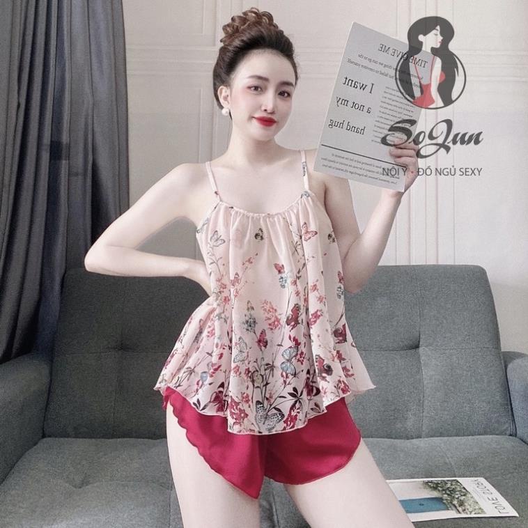 Đồ Ngủ Sexy Nữ,  Bộ Yếm Voan Tơ  Sexy Satin Phối Voan 40<65kg | BigBuy360 - bigbuy360.vn