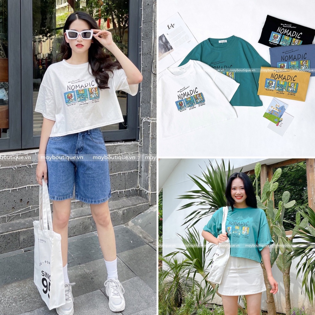 [HÀNG CÓ SẴN] Áo croptop nữ tay ngắn form rộng in chữ Nomadic Ulzzang ACZ21H_106.036 (ẢNH THẬT)