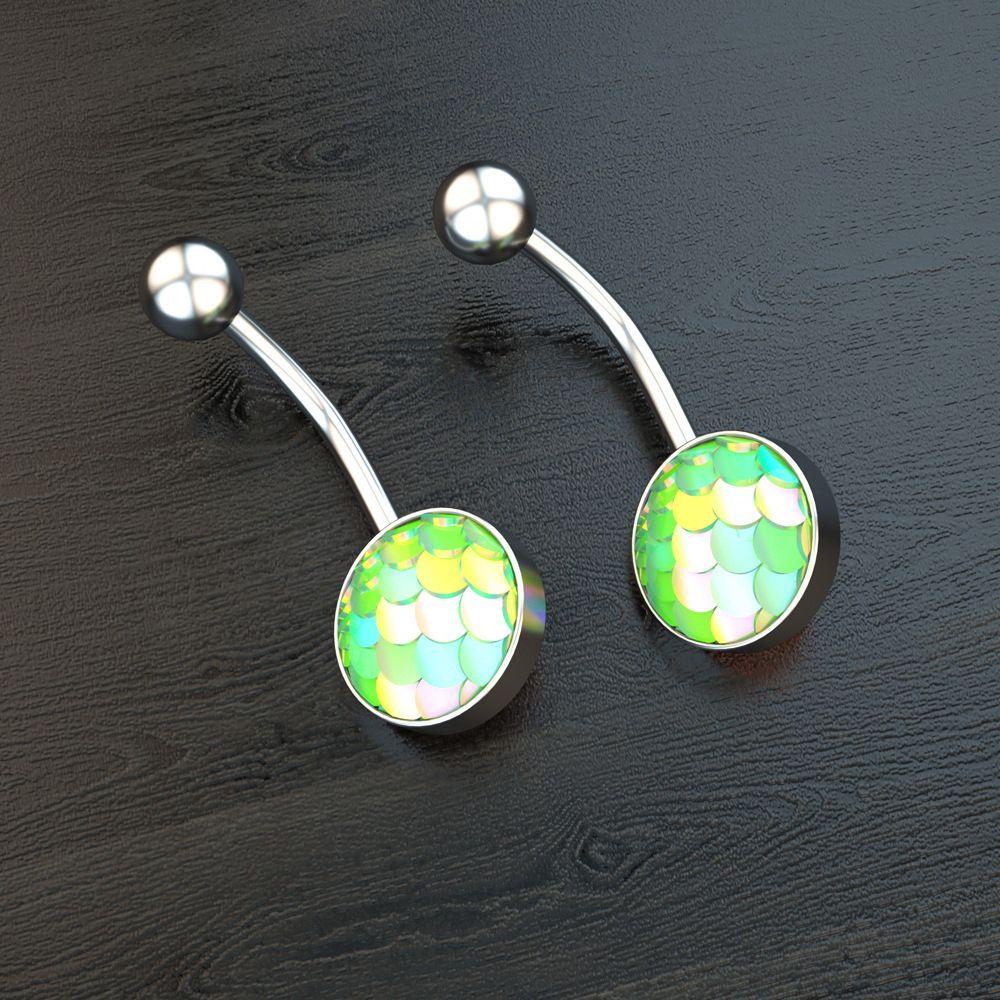 Khuyên Rốn Bằng Thép Không Gỉ Họa Tiết Vảy Cá Đơn Giản Cho Nữ