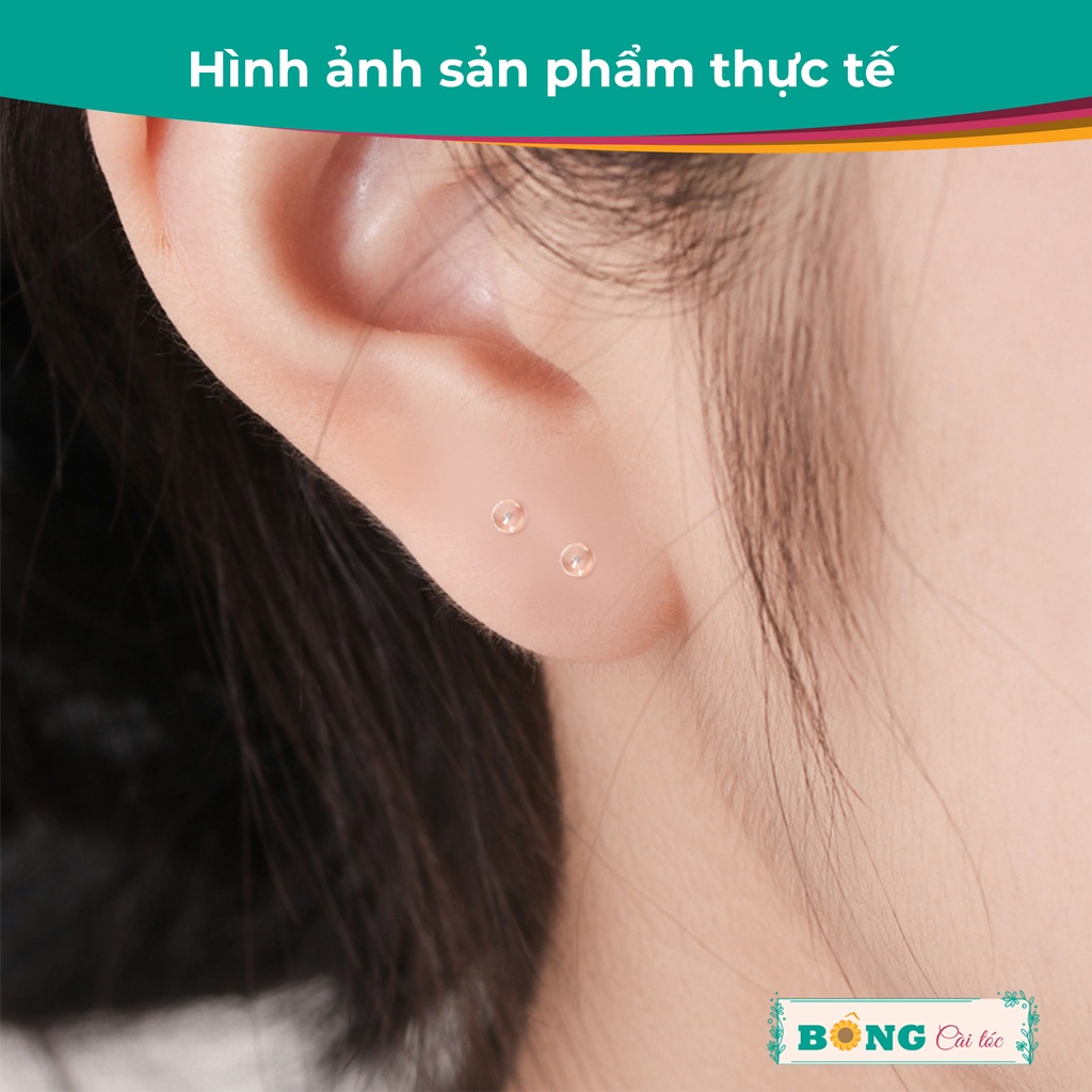 Bông tai cao su y tế trong suốt hình tròn giữ lỗ, không gây kích ứng BT100 - khuyên tai BÔNG Cài Tóc