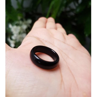 Nhẫn mã não đen size 18mm, bản cao 5mm