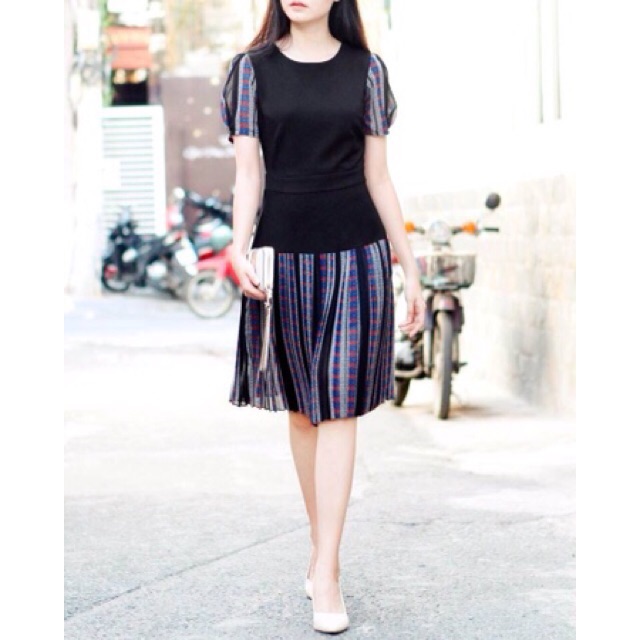 Đầm Jcrew thun phối voan