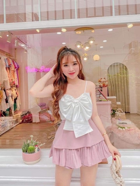 Áo 2 dây nơ trước