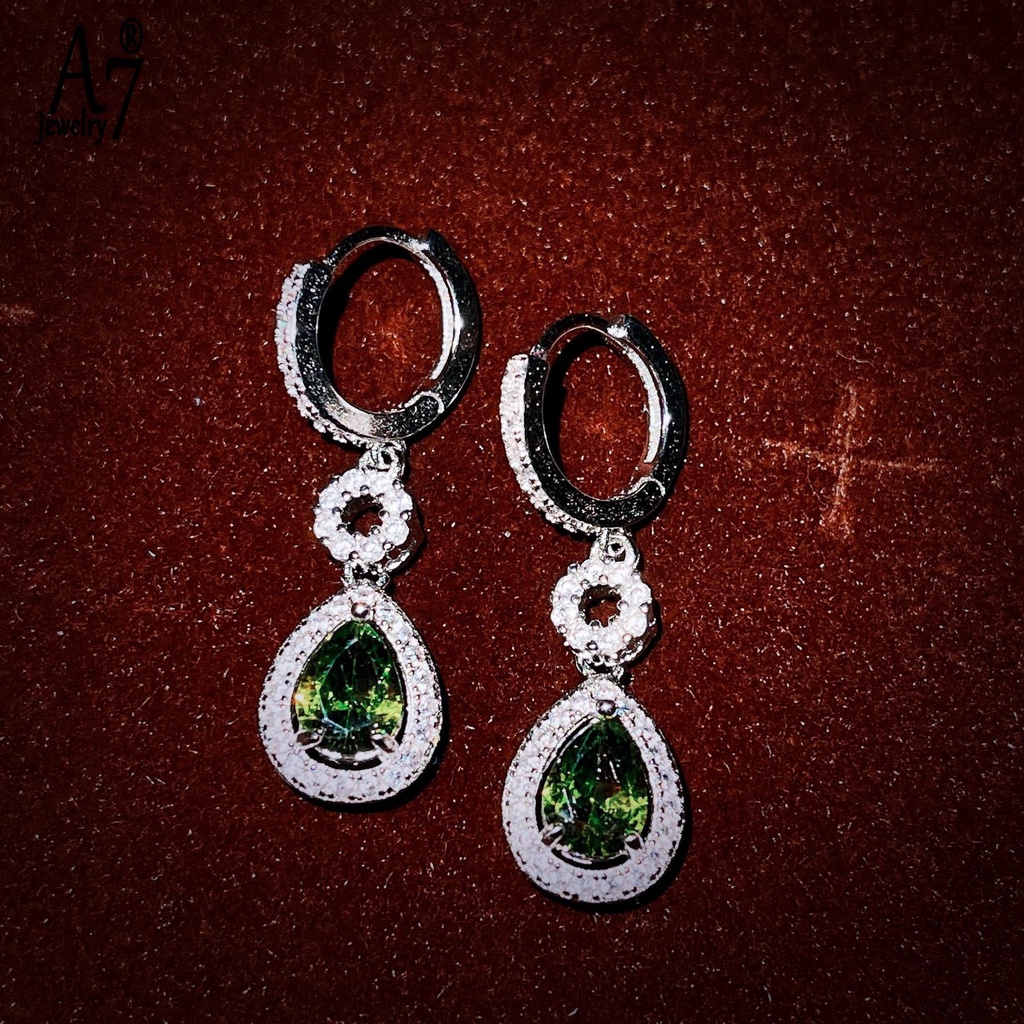 Bộ Trang Sức Đính Đá Màu Xanh Lá Sang Trọng A7