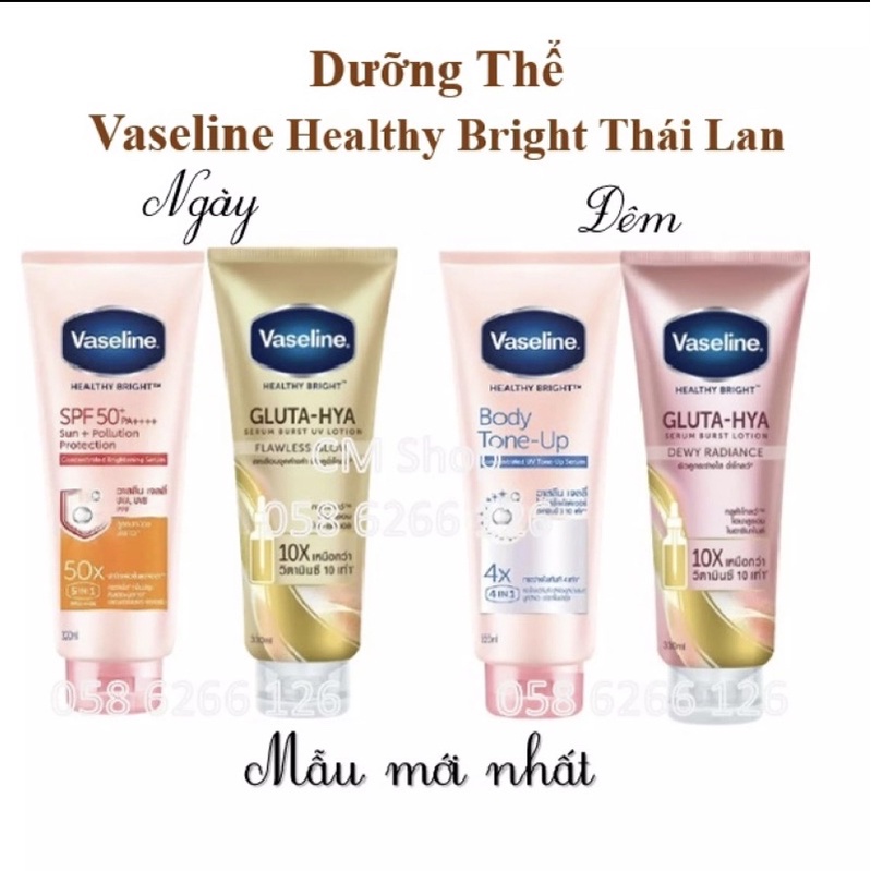 [ NỘI ĐỊA THÁI] SỮA DƯỠNG THỂ CHỐNG NẮNG VASELINE 50X HEALTHY BRIGHT SPF50+ PA++++