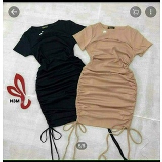 Đầm cut out hở ngực rút dây 2 bên xinh chất bozip mềm