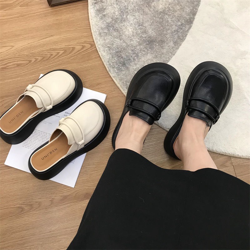 [ORDER 7-15ngày](SẴN ĐEN 36)Giày bít mũi, SỤC phong cách ulzzang màu đen trắng be mũi tròn