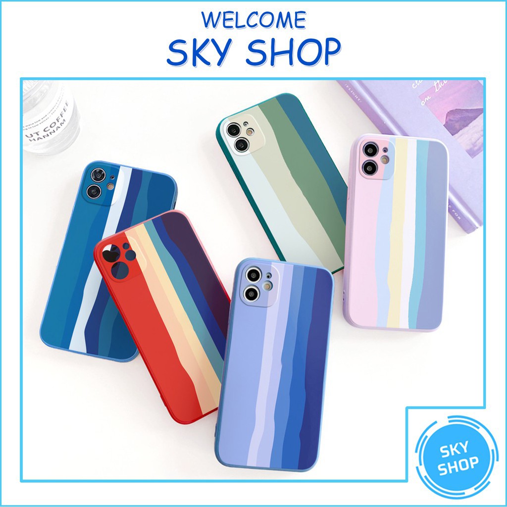 Ốp Lưng Iphone Viền Cạnh Vuông Bảy Sắc Cầu Vồng Cực HOT 6/6plus/7/7plus/8/8plus/x/xs/11/12/pro/max/plus/promax