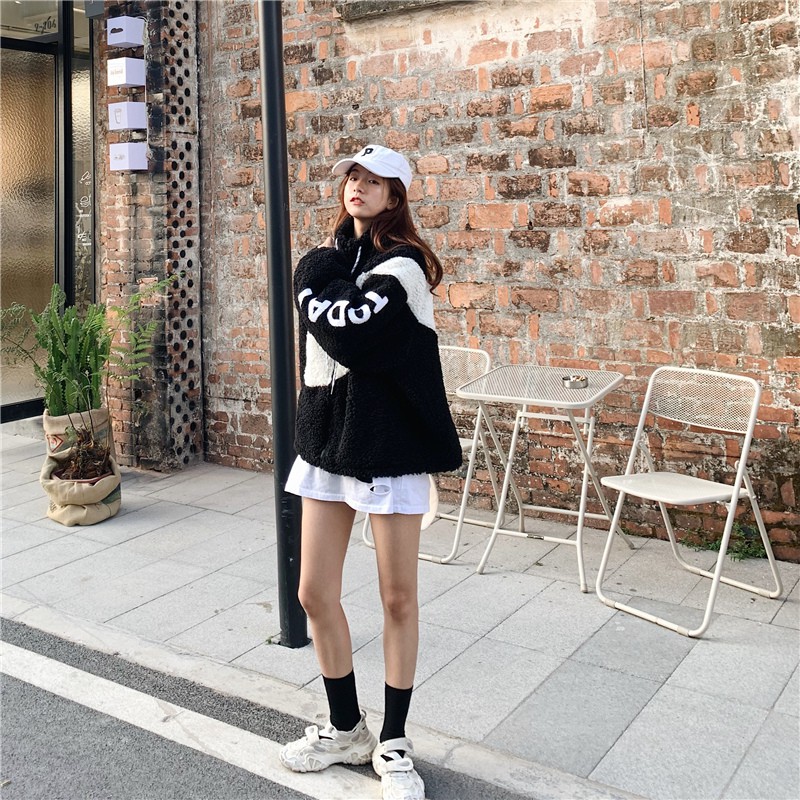 [NEW] [ULZZANG] Áo khoác len lông cừu năng động phiên bản Hàn