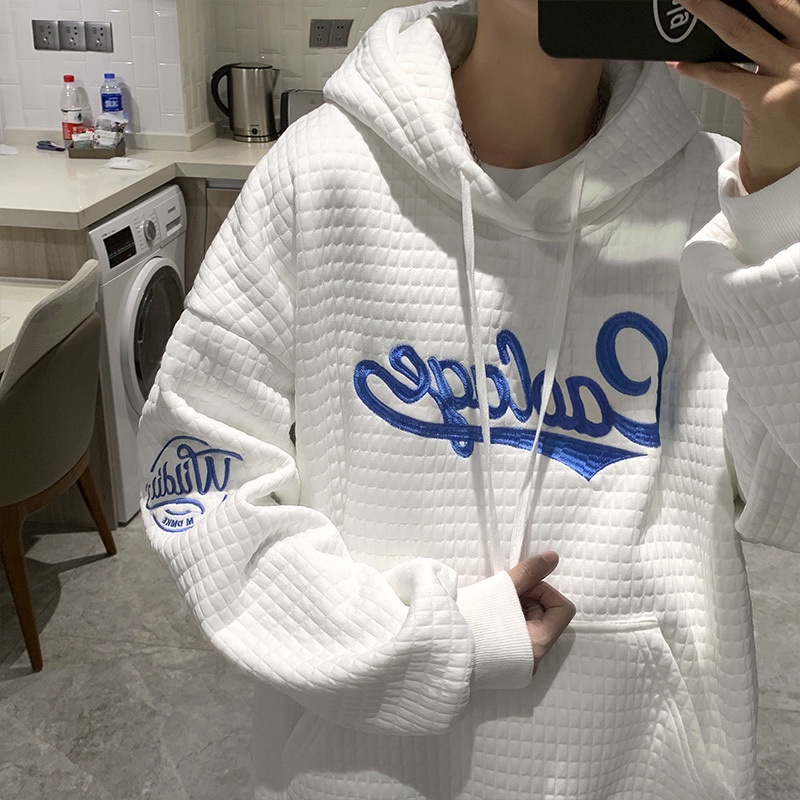 Áo Hoodie Dáng Rộng Họa Tiết Kẻ Sọc Thời Trang Đơn Giản Dễ Thương Cho Nam