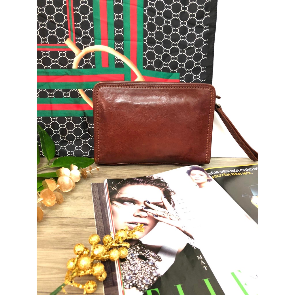 Thanh lý clutch nam hiệu Rinbow Duck da mộc chỉ nổi
