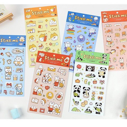 Zanmo tờ nhãn dán sticker thú bông stick me