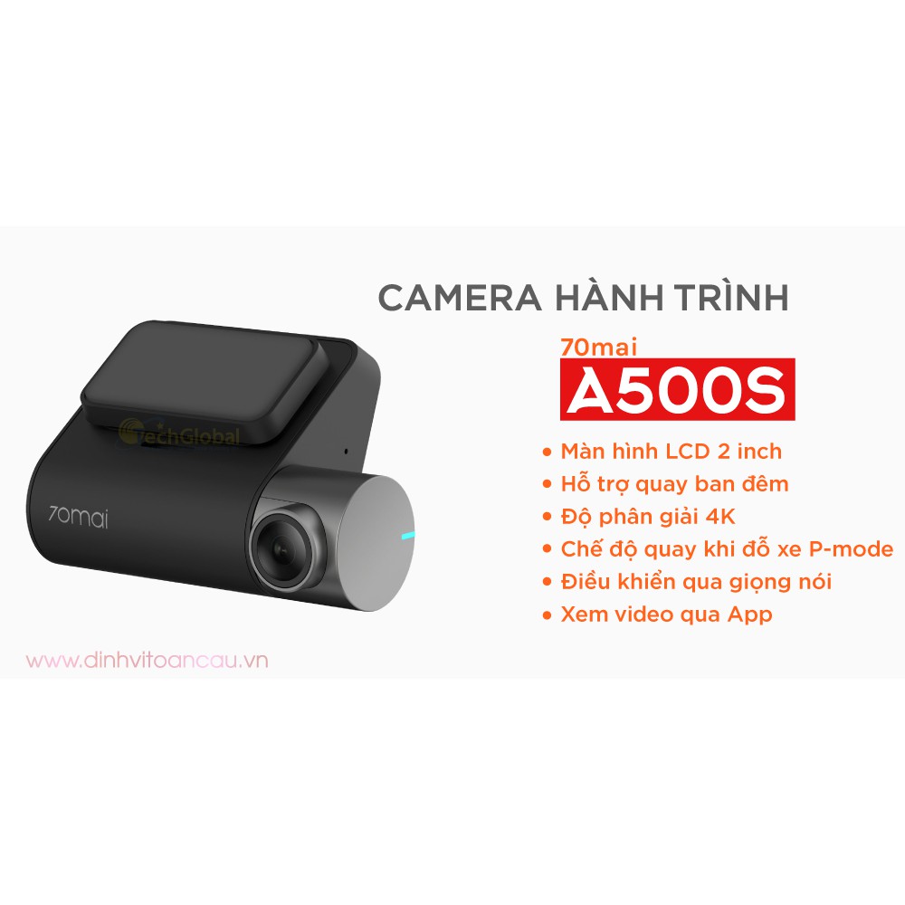 Camera Hành Trình Xiaomi 70mai A500S quốc tế Ghi Hình Trước Sau Tặng 64gb