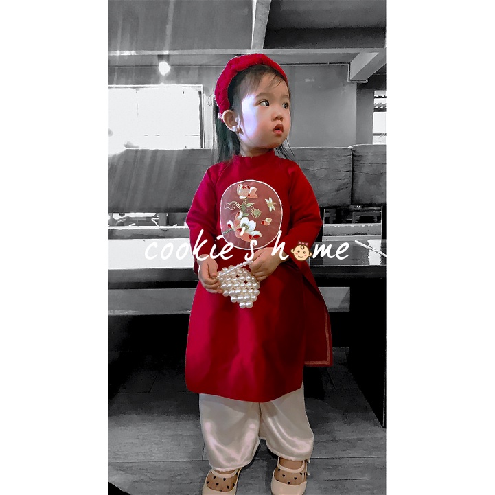 [Set 4 món]Áo dài cách tân cho bé gái  hàng thiết kế phù hợp mặc Tết, chụp ảnh studio