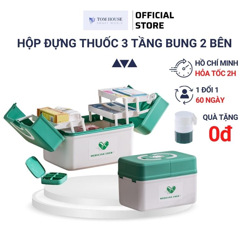 Hộp Đựng Thuốc Gia Đình Y Tế Phân Loại Thuốc Cỡ Lớn 3 Tầng Bung 2 Bên Siêu Tiện Dụng TomHouseVN