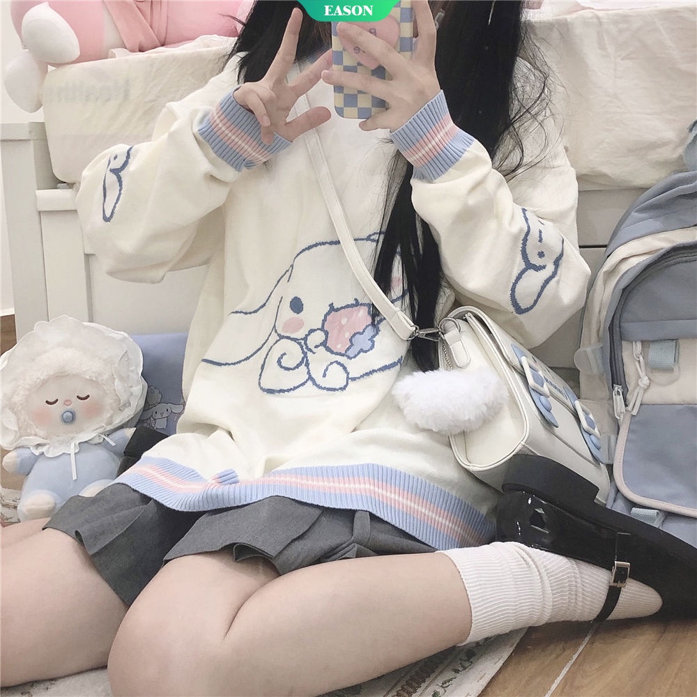 Áo Sweater Mềm Họa Tiết Chú Chó Sanrio Yugui Phong Cách Nhật Bản Dễ Phối Đồ Mùa Thu Đông Cho Nữ [Ướt]