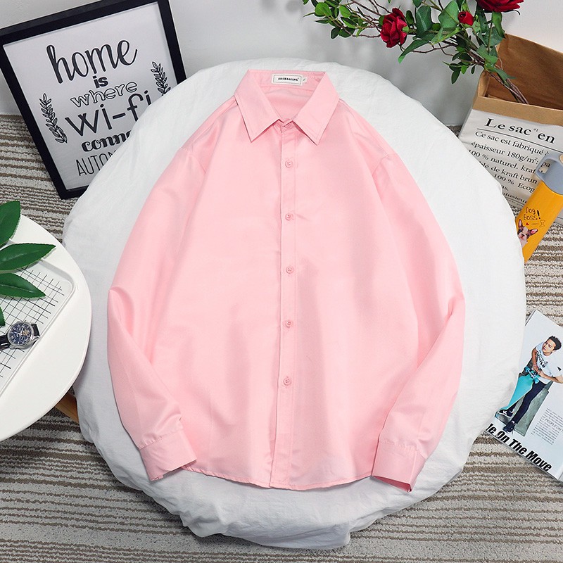 Men's office fashion solid color long sleeve shirt