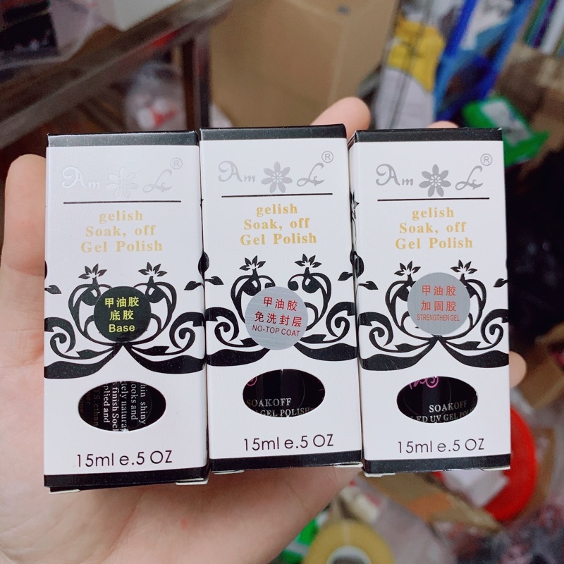 Cặp base top gellish đen, base top cứng móng gelish đen
