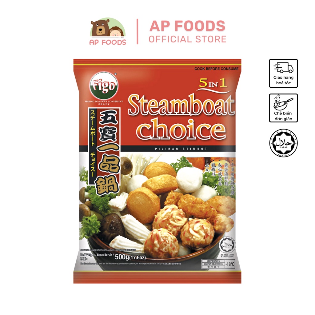 Combo viên thả lẩu 5in1 FIGO Malaysia 200g - Steamboat Choice 5 In 1 FIGO Malaysia 200g - Viên Thả Lẩu Malaysia