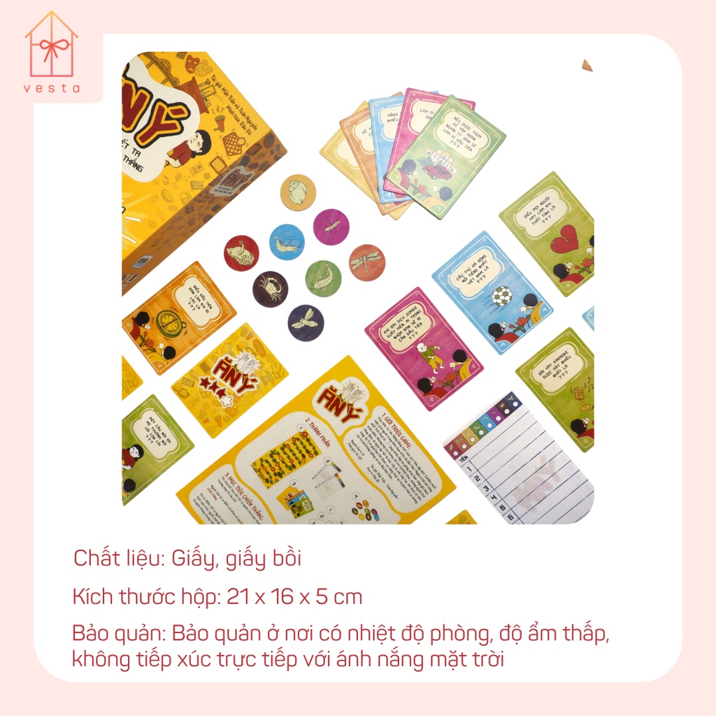 Bộ board game Ăn Ý, bộ trò chơi thẻ bài chủ đề văn hoá Việt Nam đương đại cho hội nhóm bạn bè và gia đình 4-8 người