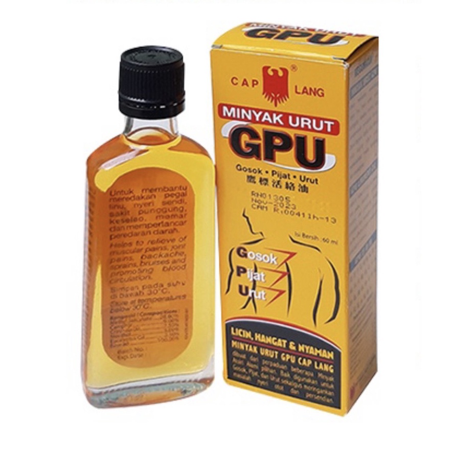 Dầu Gừng Nóng Xoa Bóp Massage GPU Minyak Urut Eagle Brand Thái Lan 60ml