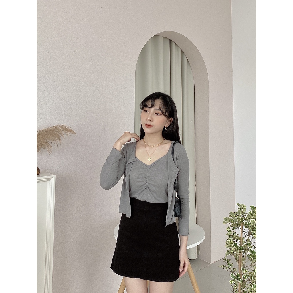 SET CARDIGAN ÁO DÂY NHÚN
