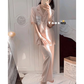 Bộ ngủ lụa hồng mix túi
