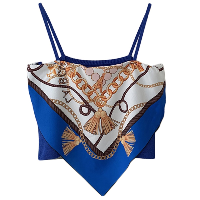 Áo ống hai dây hở lưng in họa tiết hoa lá phong cách boho cho nữ