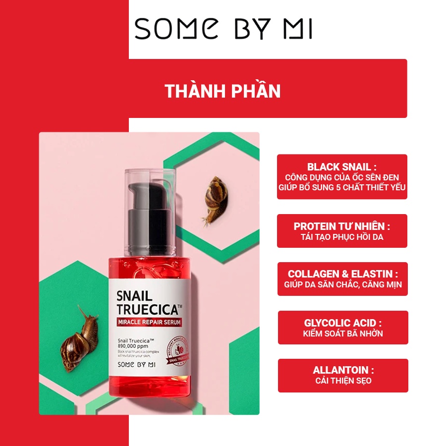 Tinh chất ốc sên đen cải Thiện sẹo mụn Some By Mi Snail Truecica Miracle Repair 50ml