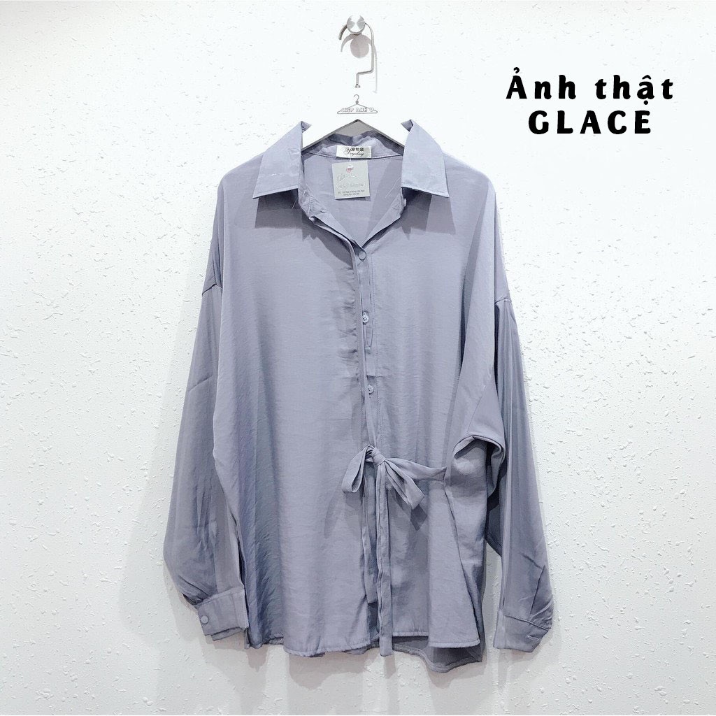 [Ảnh +Video thật] Áo sơ mi nữ kiểu⚡ FREESHIP ⚡Áo sơ mi nữ trơn buộc nơ hông, chất liệu voan lụa, kiểu Hàn Quốc