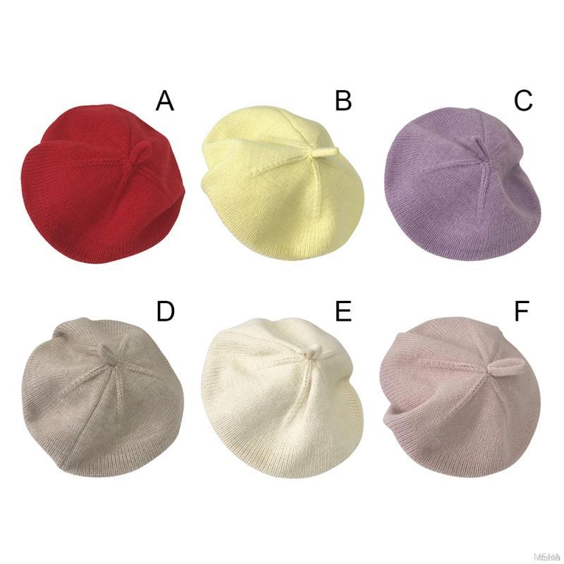 Mũ beret dệt kim màu sắc ngọt ngào đáng yêu dành cho bé gái
