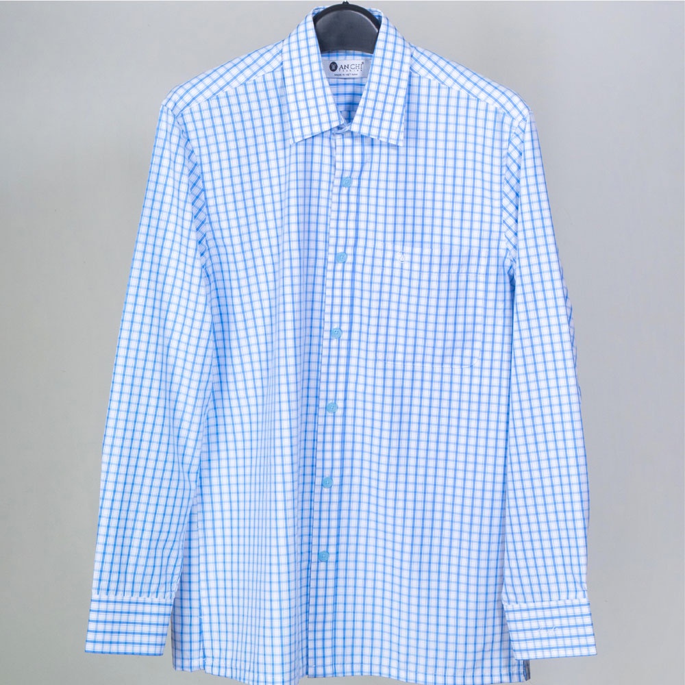 Áo Sơ Mi Nam Dài Tay Trung Niên ANCHI Sợi Tre Hoạ Tiết Caro Bamboo Xanh