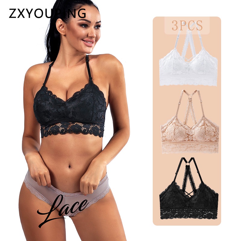 Set 3 áo lót ren ZXYOUPING nâng ngực size S-L