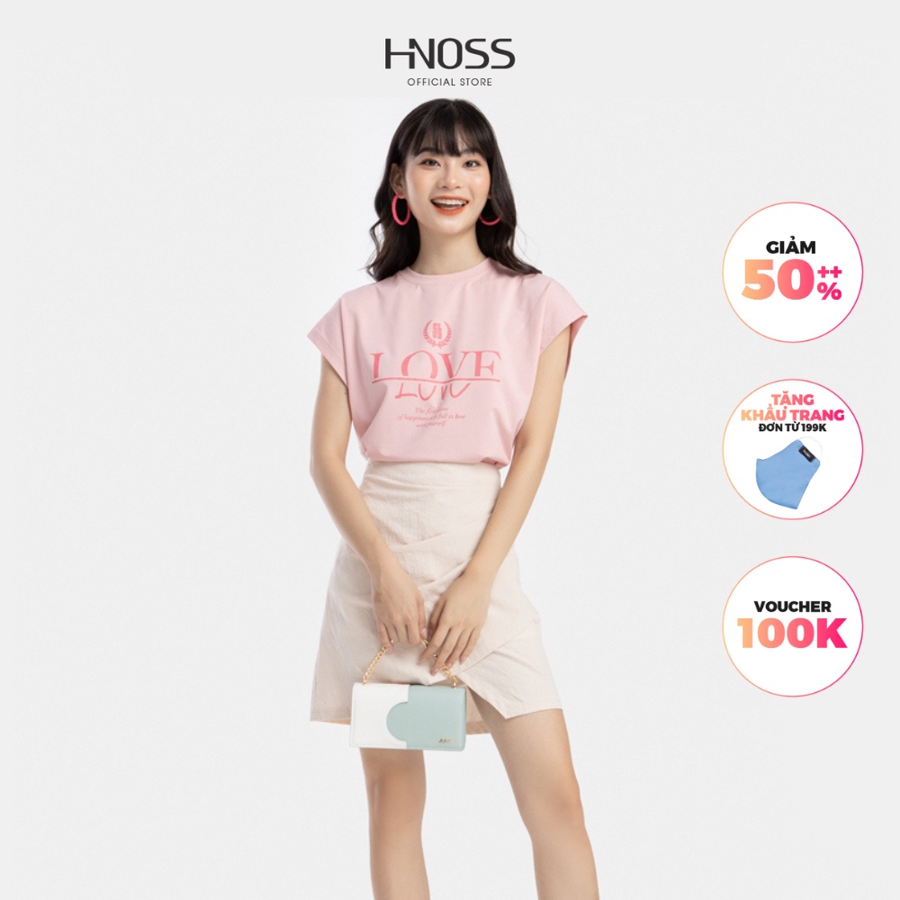 Áo thun nữ tay ngắn HNOSS in hoạ tiết Love HNATH024
