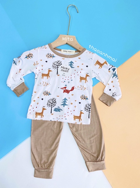Bộ dài tay cho bé - Minky mom in hoạ tiết SIÊU YÊU SIÊU MỀM MÁT, thấm hút mồ hôi tốt - quần áp trẻ em