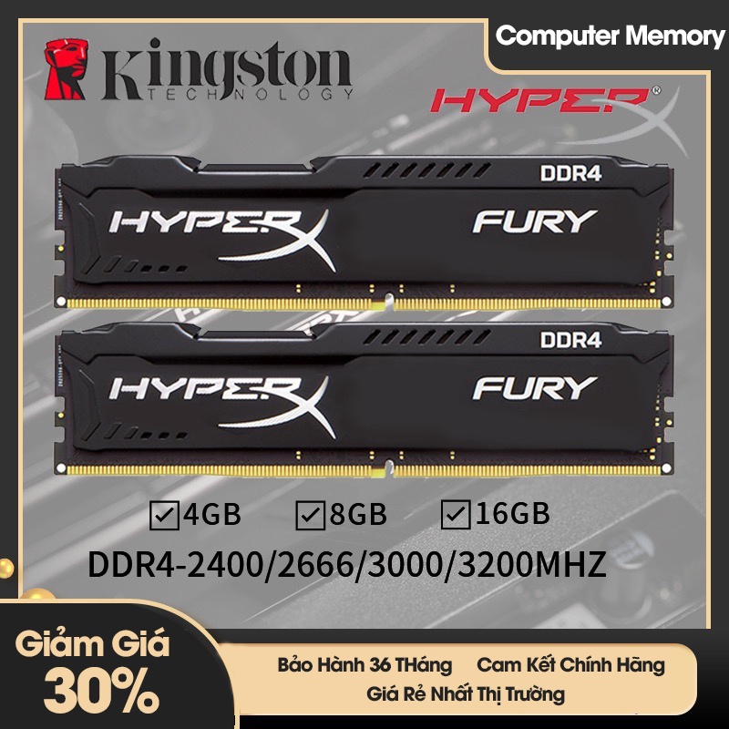 [Chính Hãng] - RAM PC 4GB/8GB/16GB DDR4 bus 2400/2666/3200Hz Kingston HyperX - Hàng mới chính hãng - BH 36 tháng 1 đổi 1
