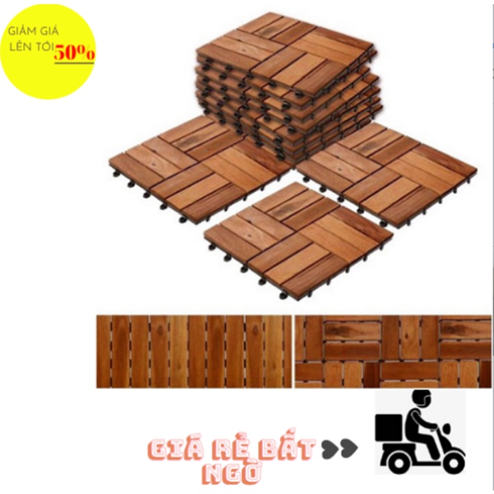 Tấm Ván Gỗ vỉ nhựa lót ban công sân vườn - Loại 4 Nan Lớn, Ván sàn tự nhiên - Tự lắp ráp- Combo 9 tấm