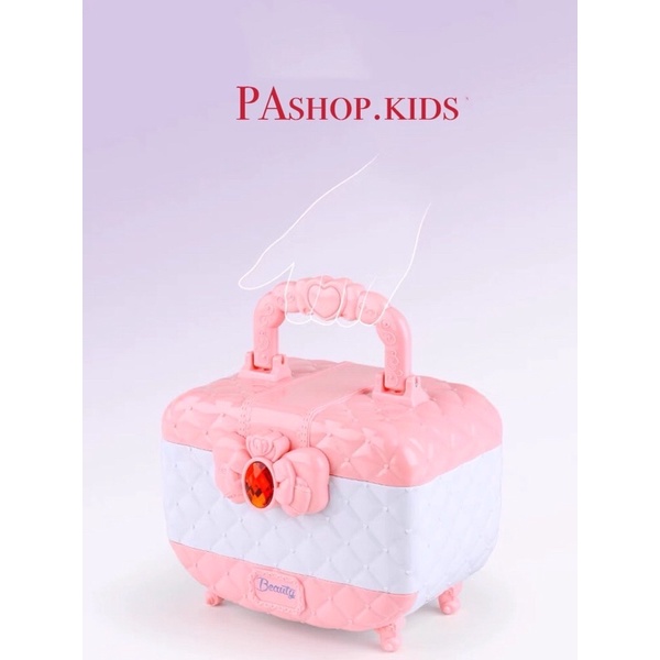 Đồ chơi trang điểm cho bé gái màu hồng cao cấp bộ đồ làm đẹp chất thật cho bé từ 3 tuổi