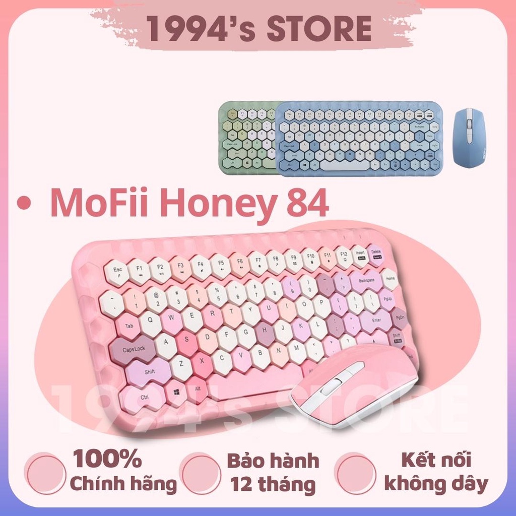 MoFii Honey - Combo bàn phím giả cơ và chuột không dây - Gõ cực êm không ồn - Dùng cho máy tính bàn PC, Laptop, Tivi....