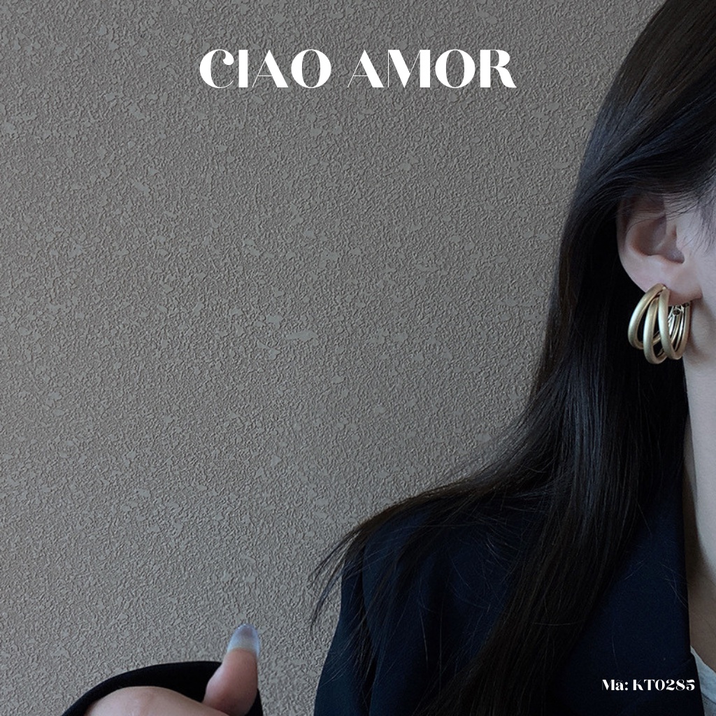 Khuyên tai nữ, bông tai vòng tròn 3 lớp hot trend Trang sức Ciao Amor - KT0285