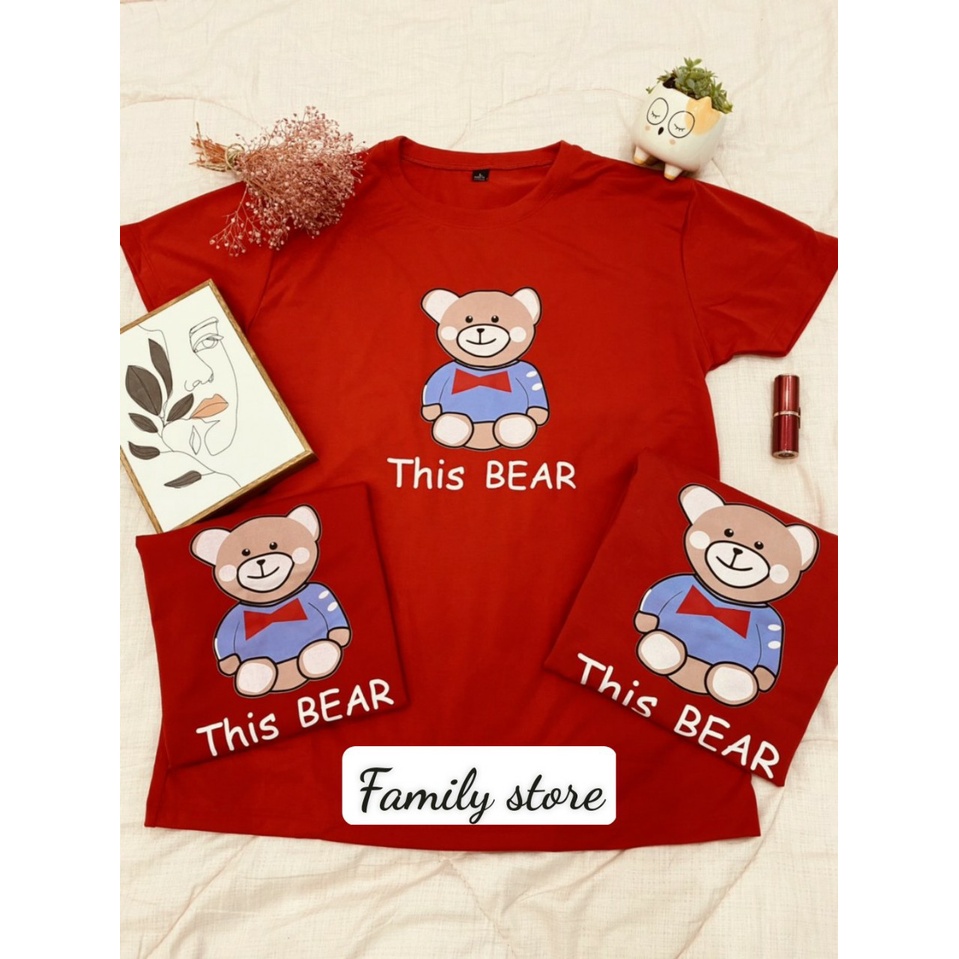 Áo phông gia đình ngộ nghĩnh gấu  bear cute đỏ 3/4/5 người. Cam kết chất đẹp. Family store