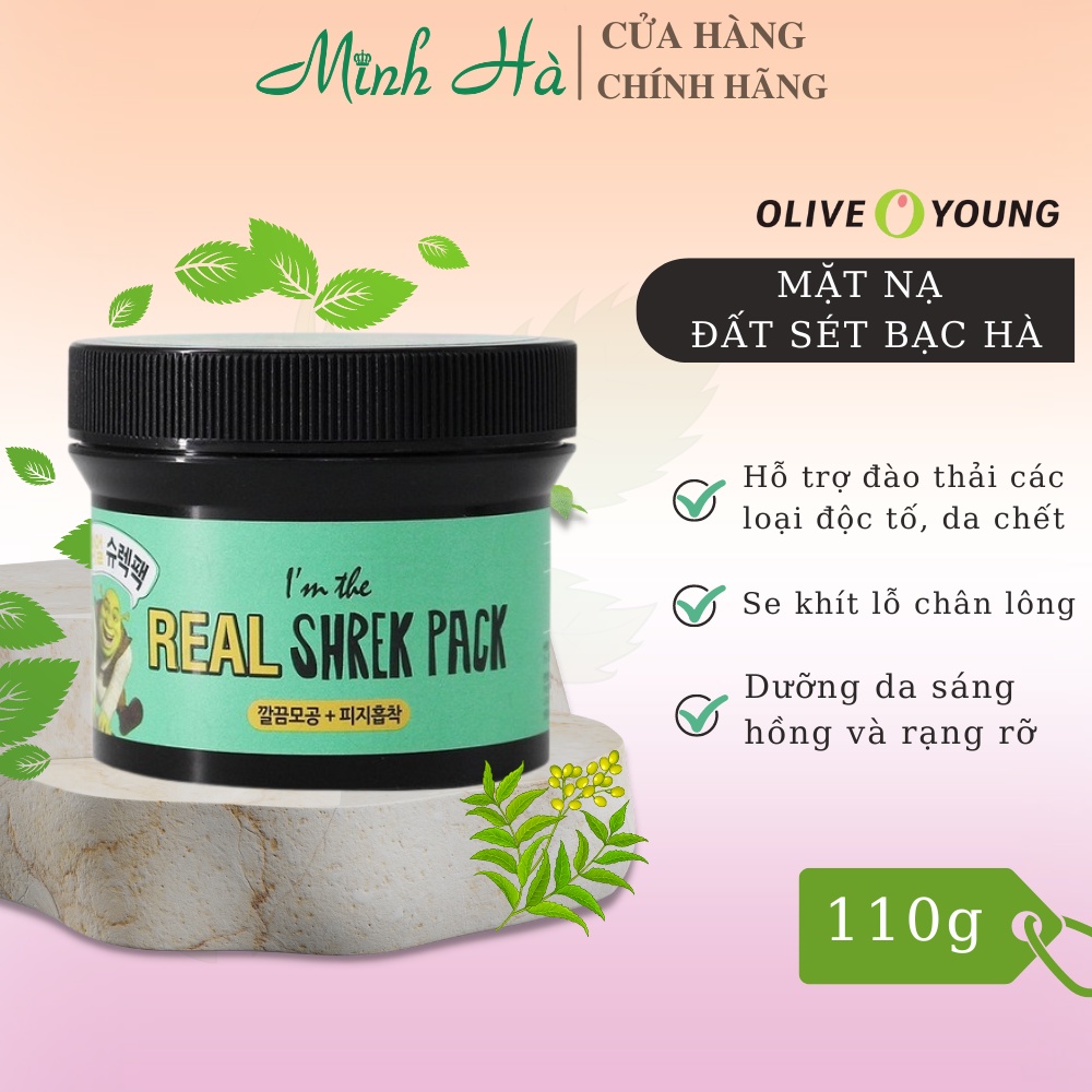 Mặt nạ đất sét bạc hà Dreamworks I’m The Real Shrek Pack 110g hỗ trợ thải độc tố, da chết, dưỡng sáng da