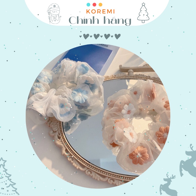 [GIÁ SẬP SÀN] Dây cột tóc vải Scrunchies Style Hàn Quốc hình hoa SoCiu