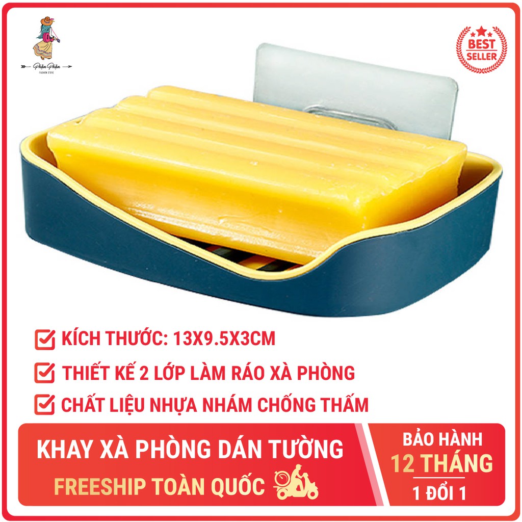 Combo 2 khay treo xà phòng bọt biển dán tường giữ cho xà phòng khô ráo bằng nhựa mã T2060 Phặn Phặn