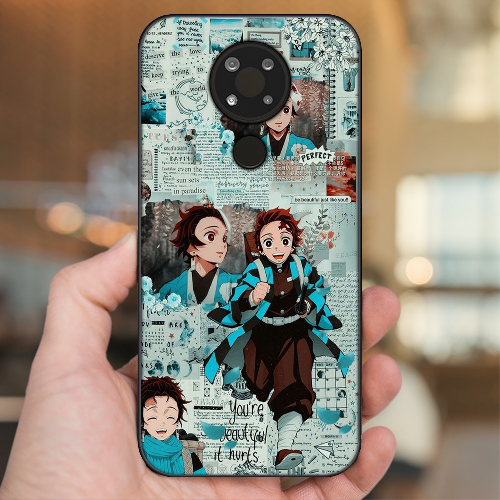 Ốp lưng Nokia 3.4 viền đen in hình Tanjiro Kimetsu No Yaiba