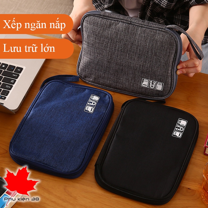Túi đựng điện thoại - túi phụ kiện cáp sạc tai nghe sạc dự phòng chứa được nhiều hơn