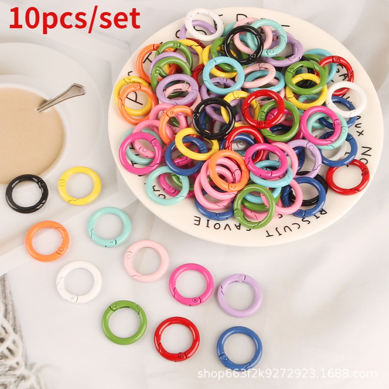 Set 10 vòng khóa tròn bằng hợp kim màu sắc ngọt ngào