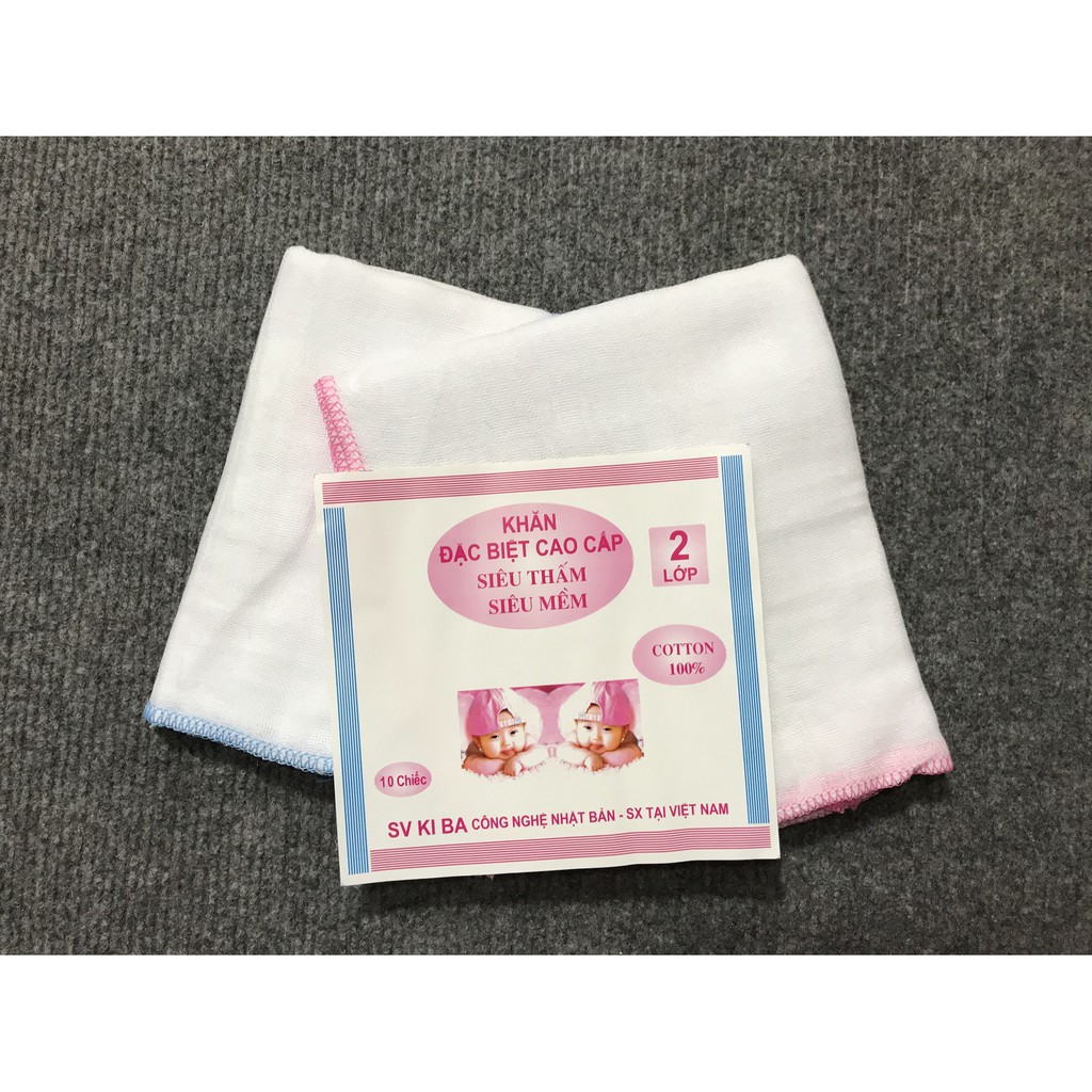 Khăn sữa sơ sinh Kiba 2 lớp (10 chiếc)