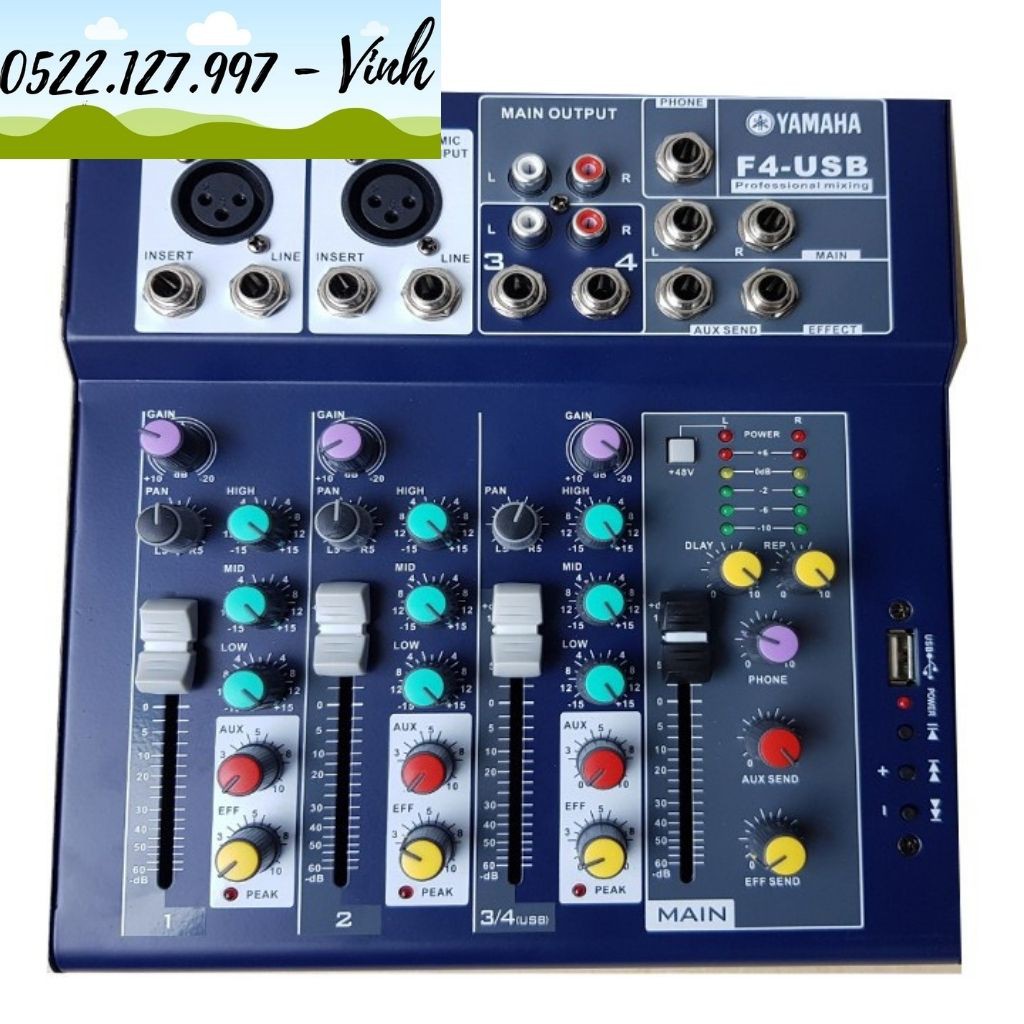 Mixer Yamaha F4 Bluetooth - Thiết Bị Livestream 2023 - màu đen nhám - Gia Khang Electronics